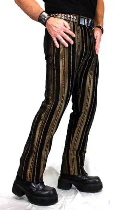 gold striped pants
