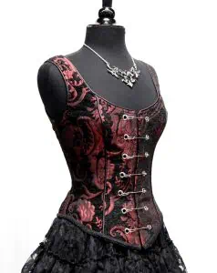 PIN BODICE - RED AND BLACK TAPESTRY - Shrine of Hollywood