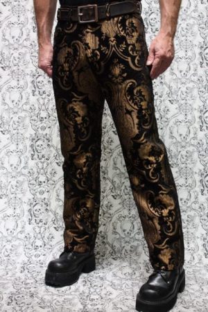 Mens black brocade pants | BOUDOIR NOIR Gothic Shop