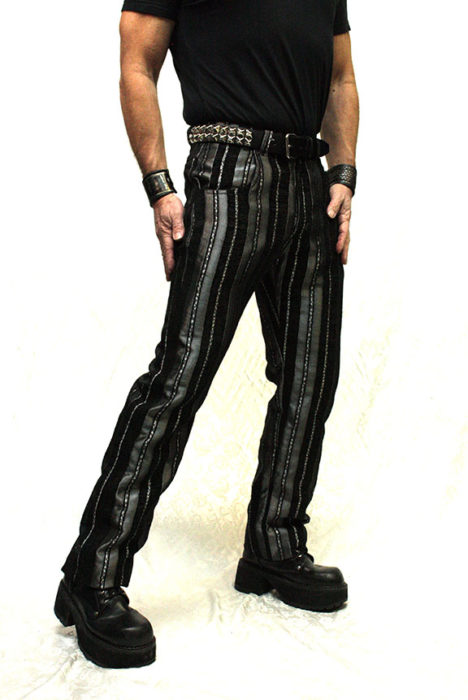 VICTORIAN STRIPED CARNY PANTS - SILVER/BLACK - Shrine of Hollywood